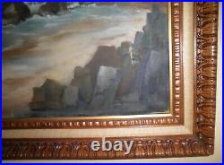 VINTAGE CALIFORNIA PLEIN AIR IMPRESSIONISM COASTAL SEASCAPE OIL PAINTING c. 1957