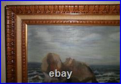 VINTAGE CALIFORNIA PLEIN AIR IMPRESSIONISM COASTAL SEASCAPE OIL PAINTING c. 1957