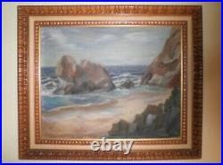 VINTAGE CALIFORNIA PLEIN AIR IMPRESSIONISM COASTAL SEASCAPE OIL PAINTING c. 1957