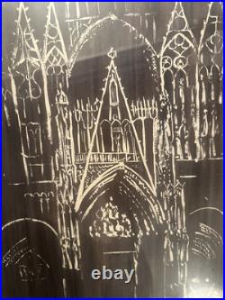 VINTAGE CATHEDRAL Gothic Church WATERCOLOR PAINTING SIGNED WARREN
