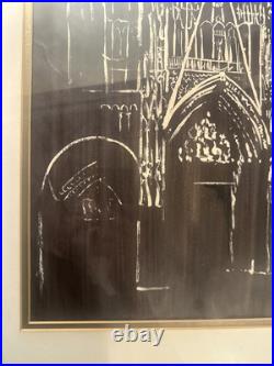 VINTAGE CATHEDRAL Gothic Church WATERCOLOR PAINTING SIGNED WARREN