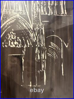 VINTAGE CATHEDRAL Gothic Church WATERCOLOR PAINTING SIGNED WARREN