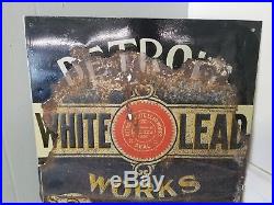 VINTAGE Detroit lead PAINTS SINGLE SIDED SIGN 19X28 INCHES