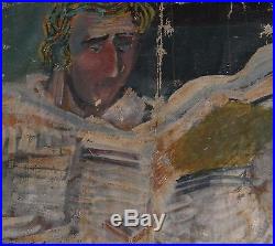 Vintage French Abstract Portrait Oil Painting Signed Le Corbusier