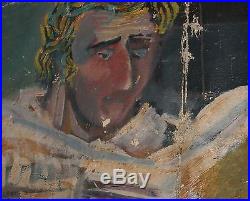 Vintage French Abstract Portrait Oil Painting Signed Le Corbusier