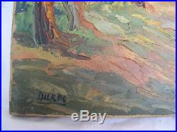 VINTAGE FRENCH OIL PAINTING ON CANVAS, MEDITERRANEAN LANSCAPE, SIGNED, 1950s