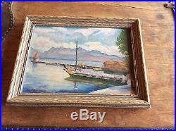 VINTAGE Fine Oil Painting SAILBOAT NAUTICAL SIGNED RARE BEAUTY Framed