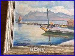 VINTAGE Fine Oil Painting SAILBOAT NAUTICAL SIGNED RARE BEAUTY Framed