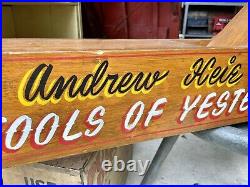 VINTAGE Folk Art Wood Workers Trade SIGN Hand Painted Anoka MN