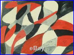 VINTAGE GEOMETRIC ABSTRACT MODERNIST OIL PAINTING MID CENTURY MODERN Signed