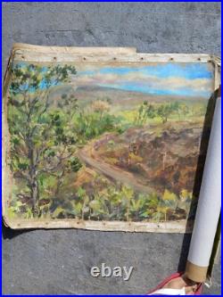 VINTAGE HAWAIIAN LANDSCAPE PAINTINGS 1940s/1950s MAUNA LOA MAUNA KEA Sold AS IS