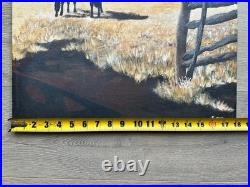 VINTAGE IMPRESSIONISM PAINTING LANDSCAPE American Cowboy Horseback Ranch Farm