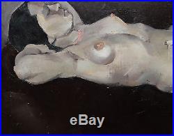 Vintage Italian Modernist Nude Woman Portrait Oil Painting Signed Pirandello