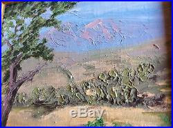 VINTAGE Impressionist Oil Painting Plain Air Desert Cactus Signed Rare Framed