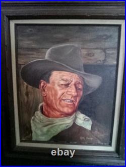VINTAGE JOHN WAYNE OIL PAINTING Signed
