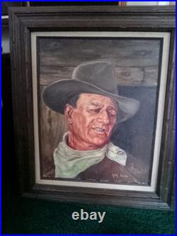 VINTAGE JOHN WAYNE OIL PAINTING Signed
