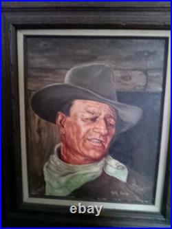VINTAGE JOHN WAYNE OIL PAINTING Signed