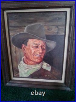 VINTAGE JOHN WAYNE OIL PAINTING Signed