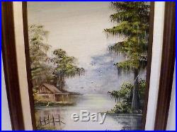 VINTAGE Louisiana RIVER SWAMP Oil Painting PAUL SAMSON Framed RUSTIC CABIN Nola