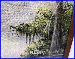 VINTAGE Louisiana RIVER SWAMP Oil Painting PAUL SAMSON Framed RUSTIC CABIN Nola
