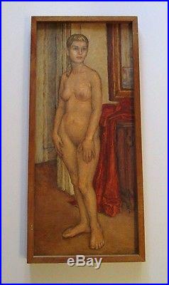 Vintage MID Century Female Nude Painting Blonde Model 1950's Signed Mattson