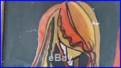 VINTAGE MID CENTURY PAINTING GUACHE ON ART BOARD SIGNED GAY REES 1960s HESSIAN