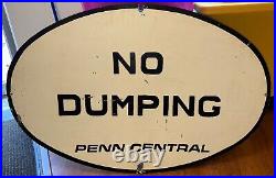 VINTAGE NEW YORK CENTRAL SYSTEM TRAIN SIGN Painted Over Penn Central 59 x 32