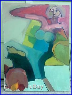 VINTAGE NONOBJECTIVE ABSTRACT EXPRESSIONIST OIL PAINTING MID CENTury Signed