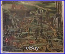 Vintage Oil On Canvas Surrealism Painting Signed Martin J Murray 1947