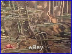 Vintage Oil On Canvas Surrealism Painting Signed Martin J Murray 1947