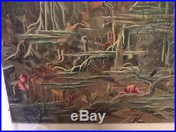 Vintage Oil On Canvas Surrealism Painting Signed Martin J Murray 1947