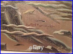 Vintage Oil On Canvas Surrealism Painting Signed Martin J Murray 1947