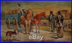 Vintage Oil Paintingblack Americanasigned Illegiblyloading Cottonrare