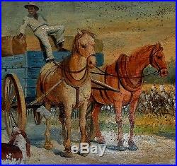 Vintage Oil Paintingblack Americanasigned Illegiblyloading Cottonrare