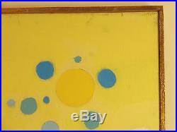 VINTAGE OP ART GEOMETRIC ABSTRACT OIL PAINTING Mid Century Modern Signed