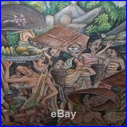 VINTAGE ORIGINAL BALINESE SIGNED PAINTING, BALI PAINTING, UBUD STYLE 38 x 25