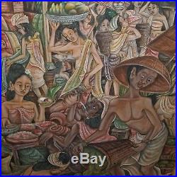 VINTAGE ORIGINAL BALINESE SIGNED PAINTING, BALI PAINTING, UBUD STYLE 38 x 25