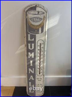 VINTAGE ORIGINAL LUMINAL ONE COAT PAINT THERMOMETER SIGN 39 x 8