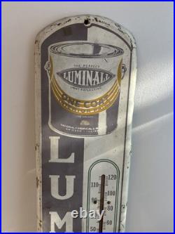 VINTAGE ORIGINAL LUMINAL ONE COAT PAINT THERMOMETER SIGN 39 x 8