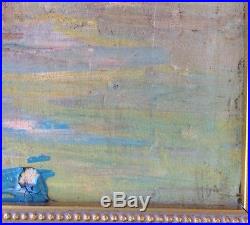 Vintage Original Oil Painting Sailboats Nautical Signed Impressionist Boats