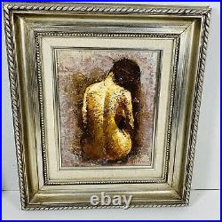 VINTAGE ORIGINAL OIL PAINTING WOMAN NUDE BY BARTON SIGNED FRAMED 14x16 Beautiful