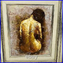 VINTAGE ORIGINAL OIL PAINTING WOMAN NUDE BY BARTON SIGNED FRAMED 14x16 Beautiful