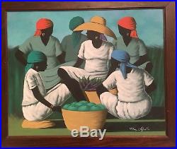 VINTAGE Oil On Canvas Haitian Artist No Reserve Auction Signed