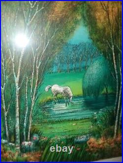 VINTAGE PAINTING WHITE HORSE DRINKING Louis Tone FRAMED signed numbered original