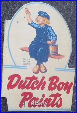 VINTAGE RARE 1954 DUTCH BOY PAINT DBL. SIDED METAL SIGN With FLANGE
