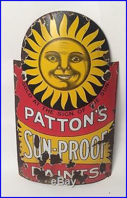 VINTAGE RARE PATTON'S SUN PROOF PAINT SIGN PORCELAIN Curved Oil, Gas