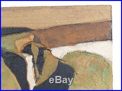 VINTAGE SCULPTURAL ABSTRACT OIL PAINTING MID CENTURY MODERN Signed Listed 1960s