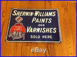 VINTAGE SHERWIN-WILLIAMS PAINTS and VARNISHES PORCELAIN SIGN VERY RARE