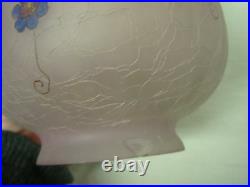 VINTAGE SIGNED HANDEL RARE PINK EGG OVIFORM GLASS LAMP SHADE w FLOWERS 6 3/4
