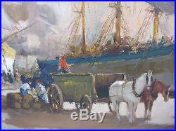 Vintage Spanish Original Nautical Marine Ship Oil Painting Signed M Hernandez